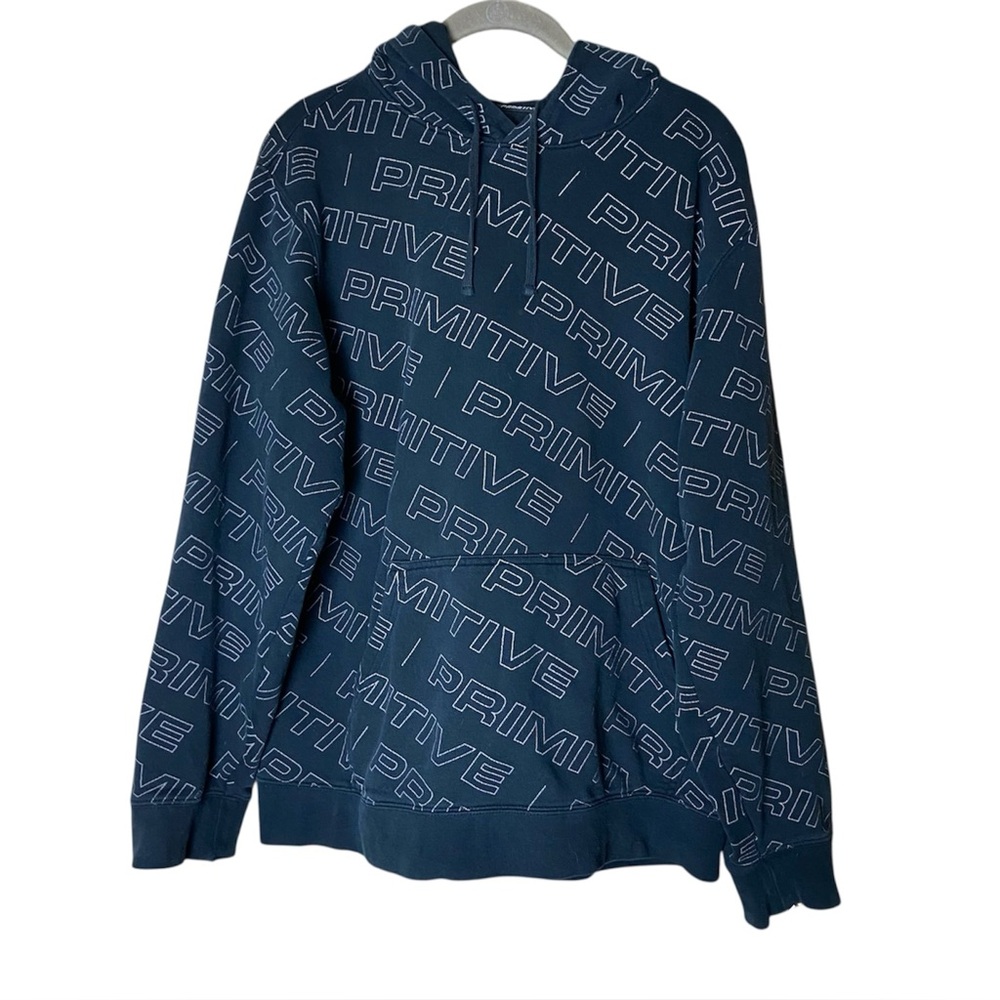 Primitive Skateboards All Over Logo Hoodie Medium Black Streetwear Pullover